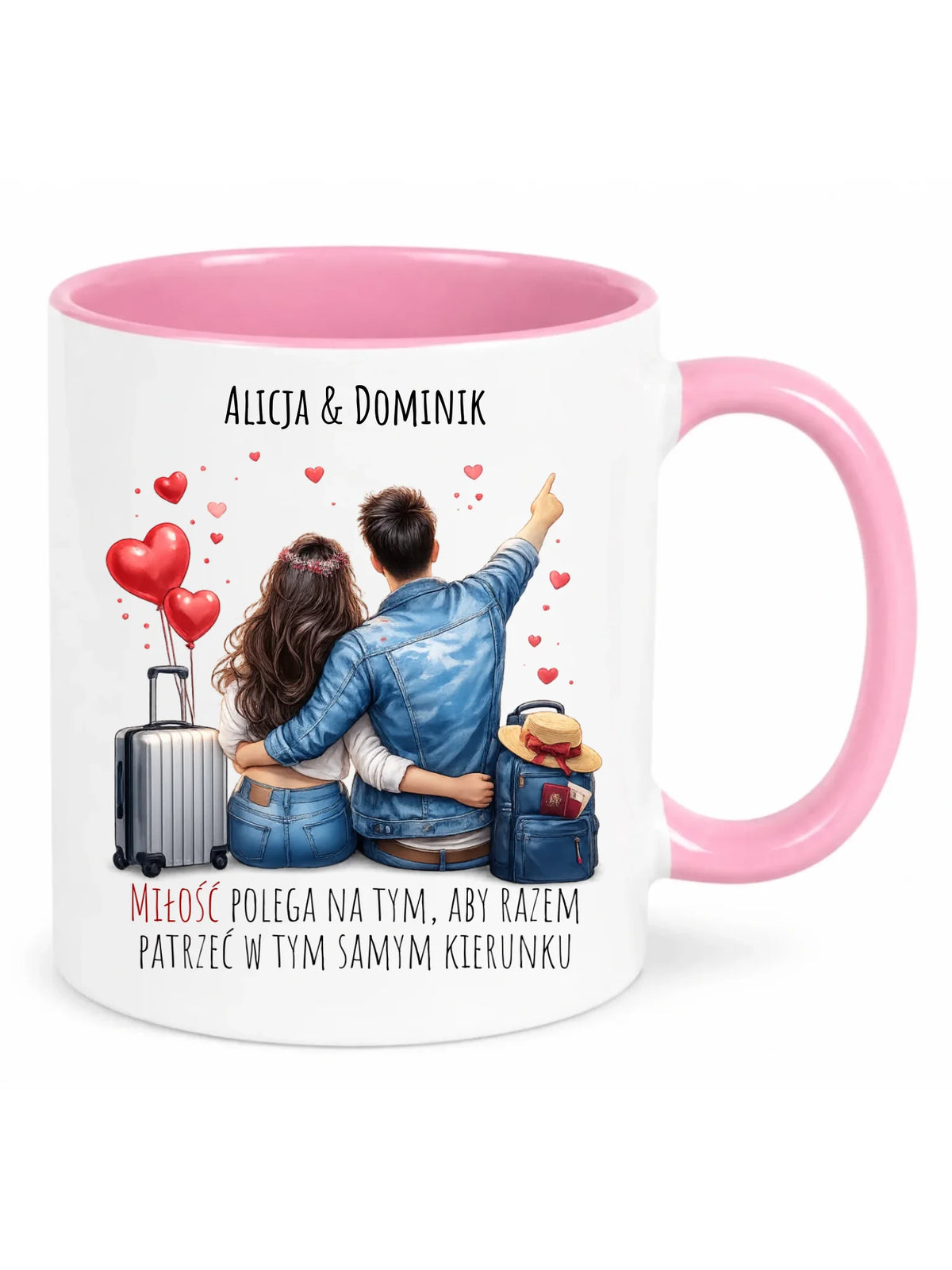 Kubek dla par - Para w podróży miłość - personalizowany W12