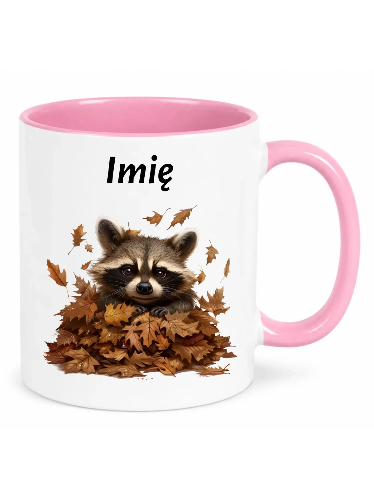 Kubek jesienny - Szop w liściach - personalizowany JS24