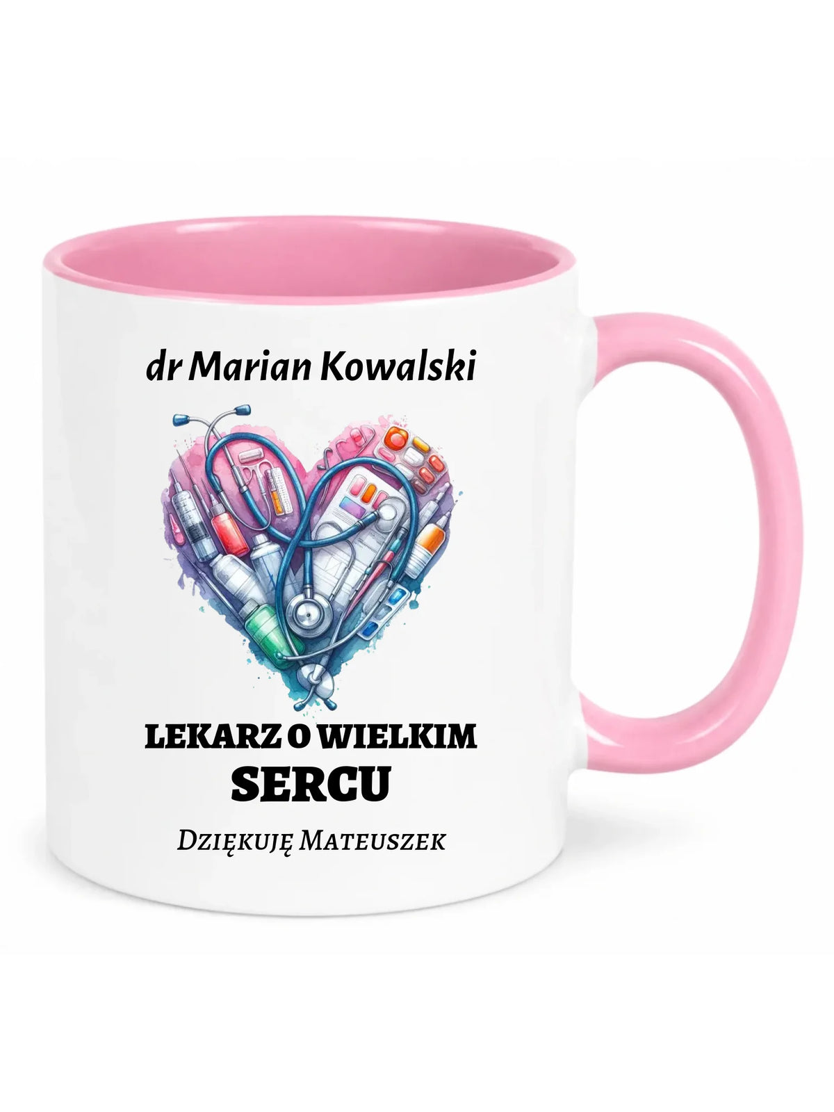 Kubek dla lekarza - Lekarz o wielkim sercu - personalizowany ZL02