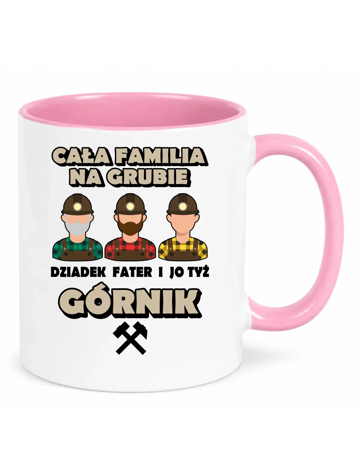 Kubek - prezent dla górnika - Cała familia na grubie dziadek fater i jo tyż górnik G10
