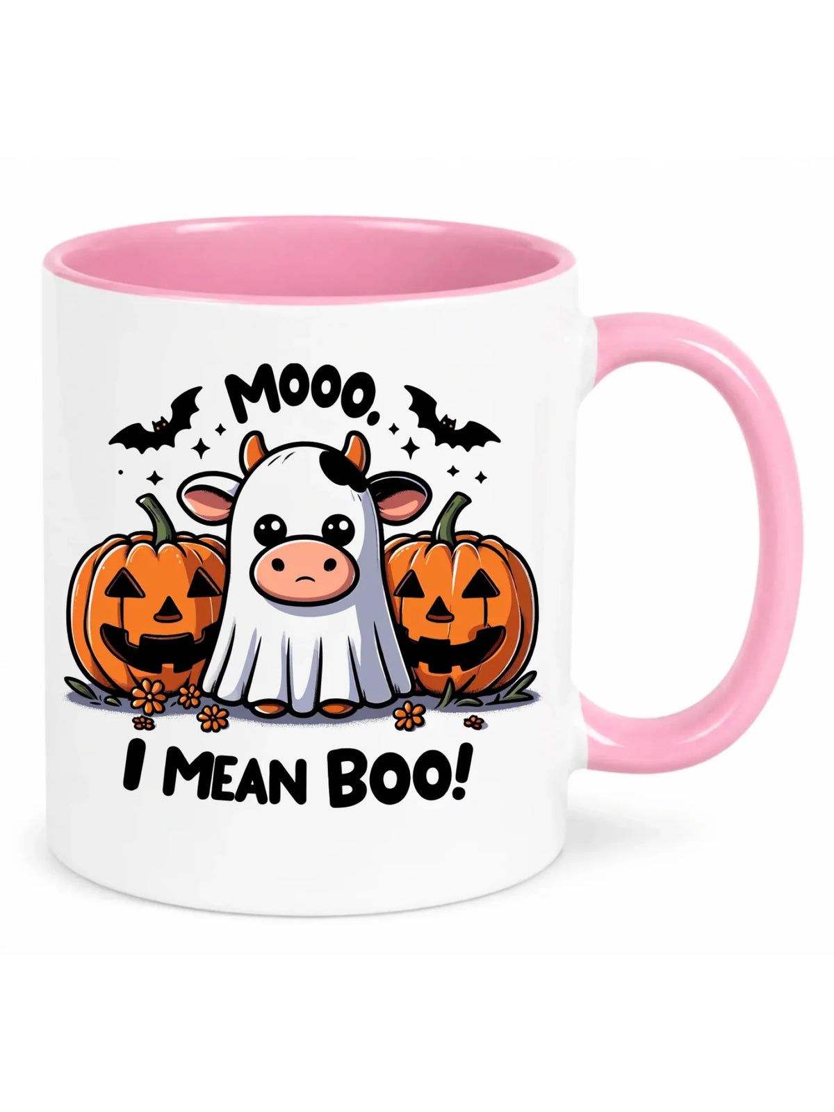 Kubek na Halloween - Mooo I mean Boo! - z dynią i duchem HL14