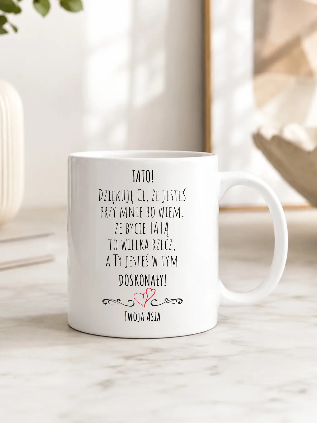 Kubek dla taty z podziękowaniem - Tato jesteś doskonały - personalizowany DT19