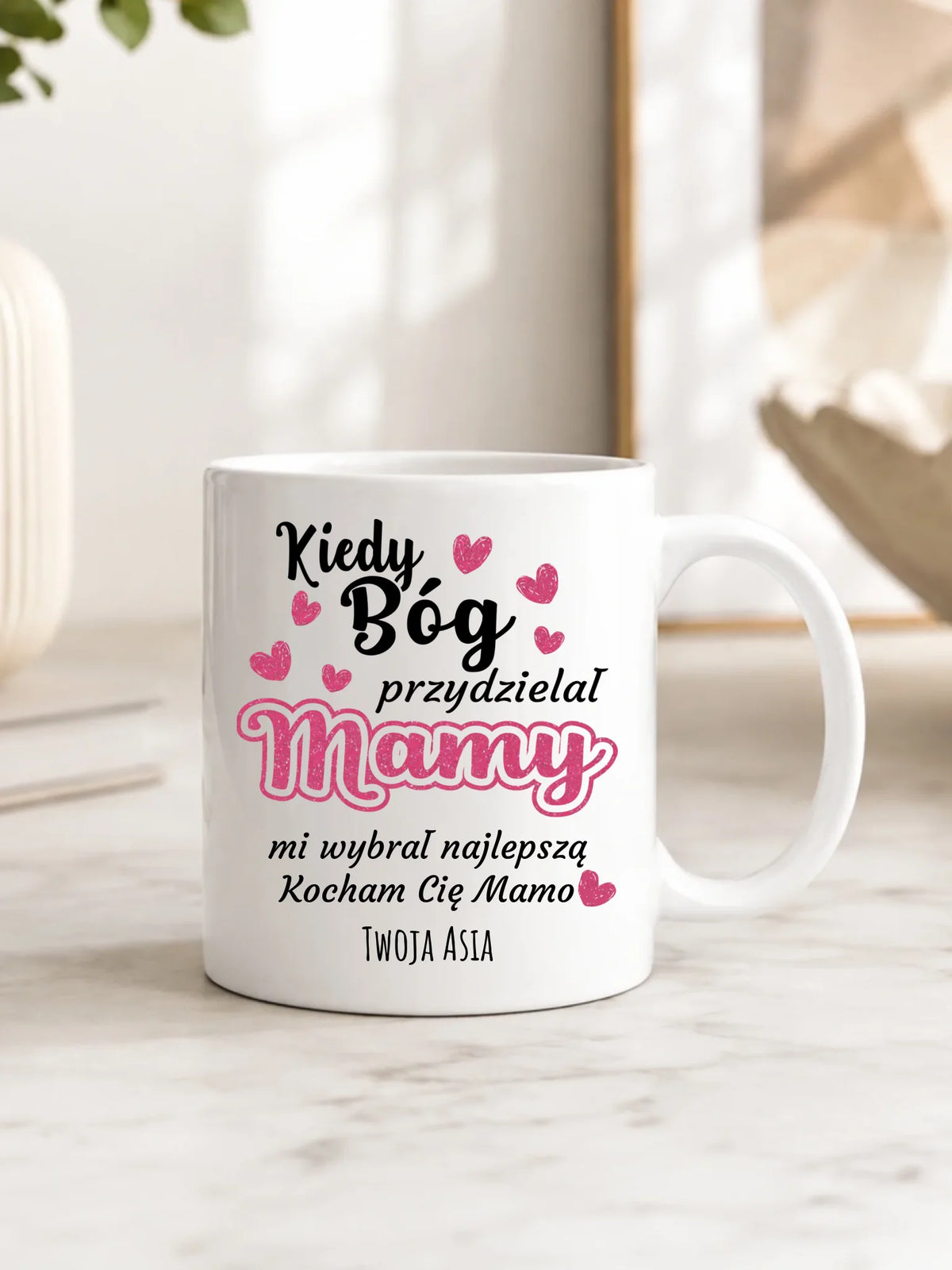 Kubek dla mamy - Kiedy Bóg przydzielał mamy - personalizowany DM01
