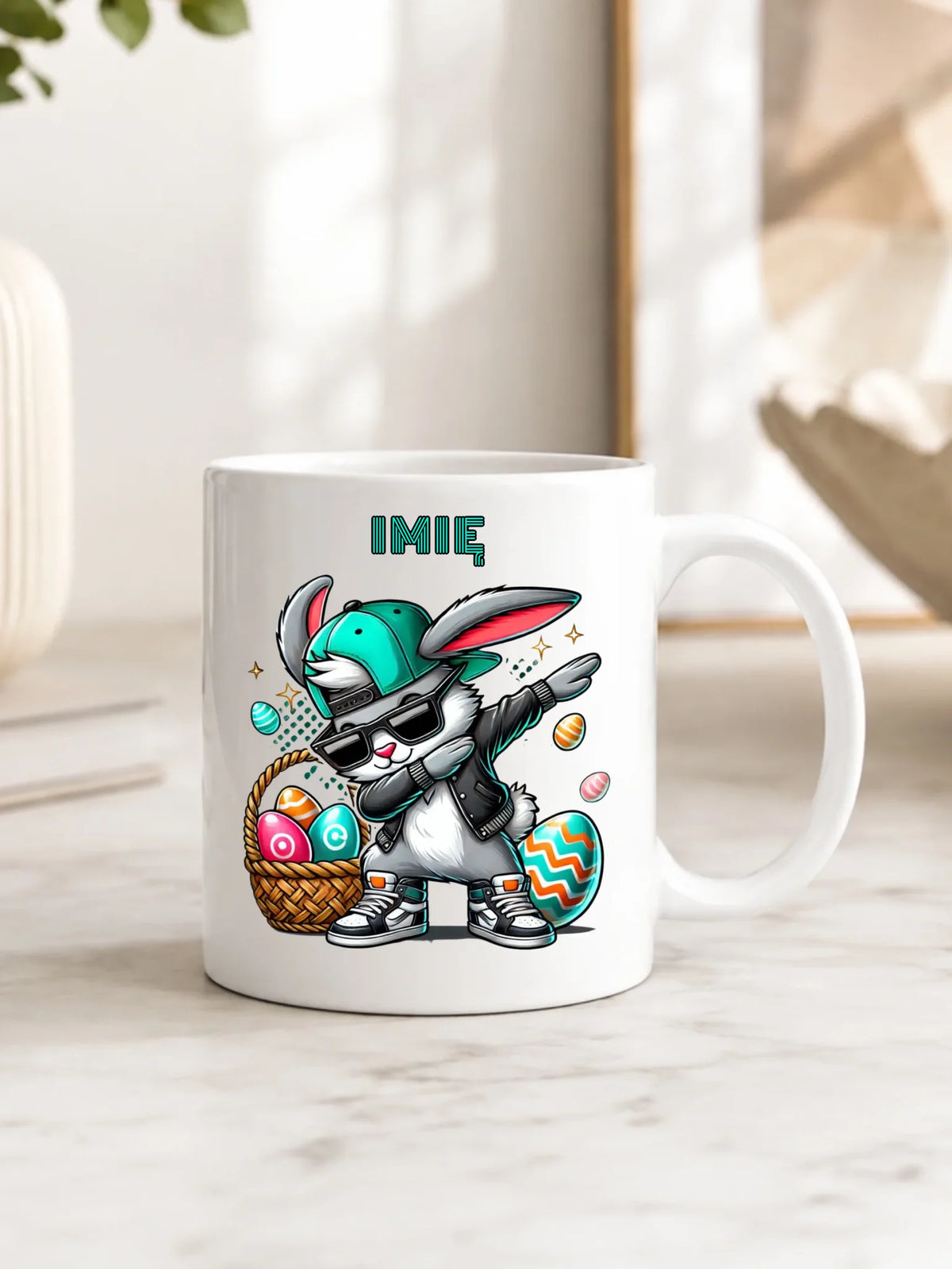 Kubek na Wielkanoc - Zajączek Dab dance - personalizowany WN09