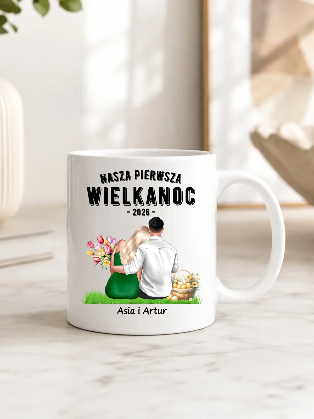 Kubek wielkanocny dla par - Nasza pierwsza Wielkanoc - personalizowany WN16