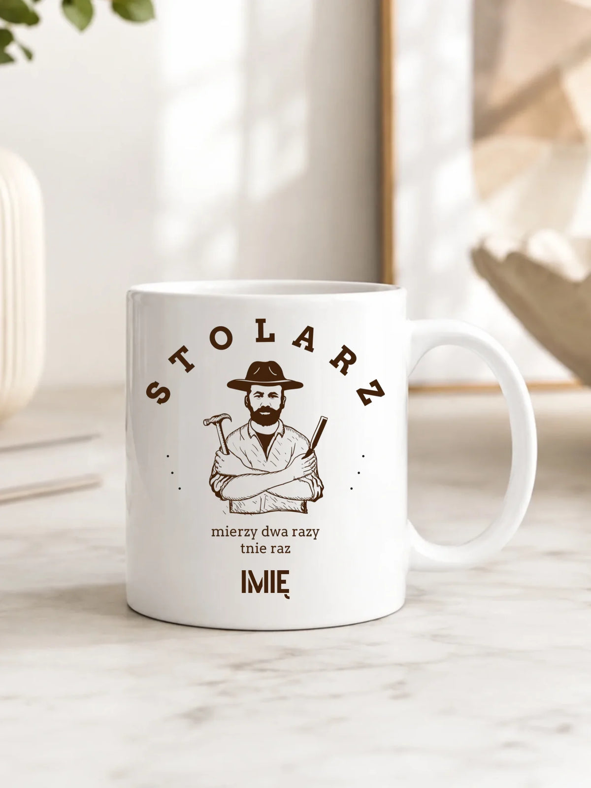 Kubek dla stolarza - Mierzy dwa razy tnie raz - personalizowany ZS02