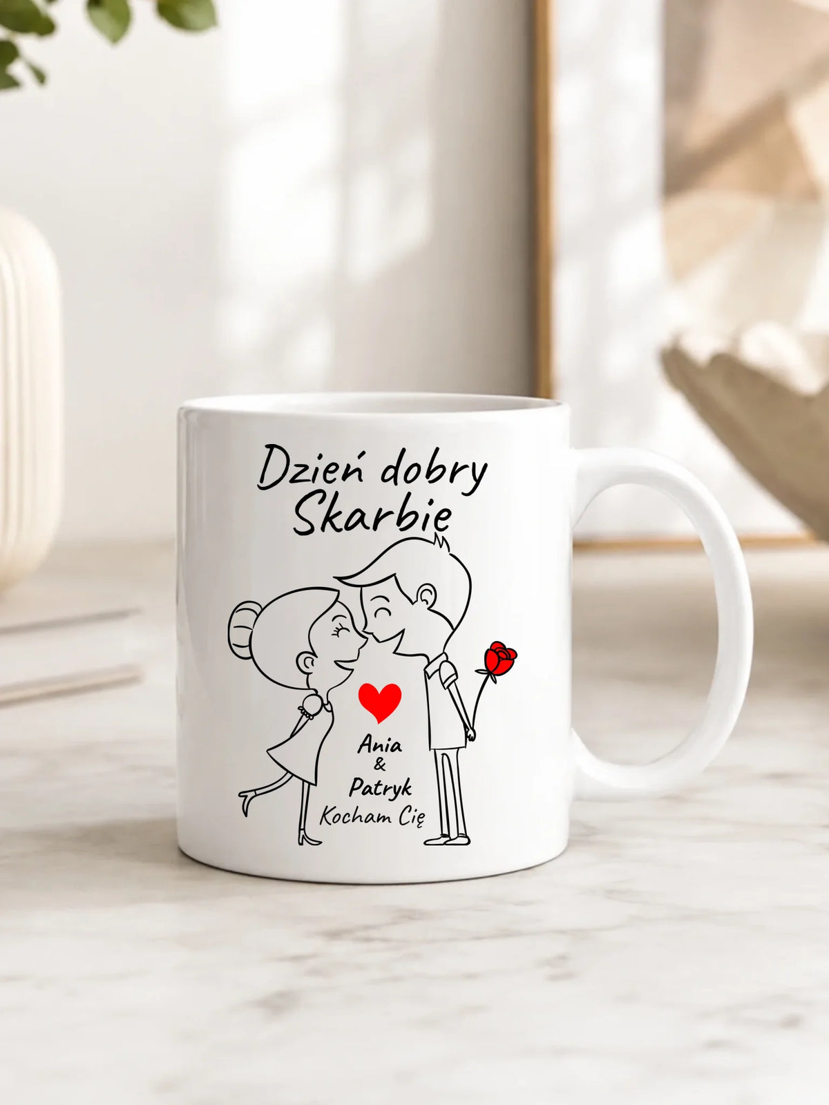 Kubek dla par - Dzień dobry Skarbie - personalizowany W15