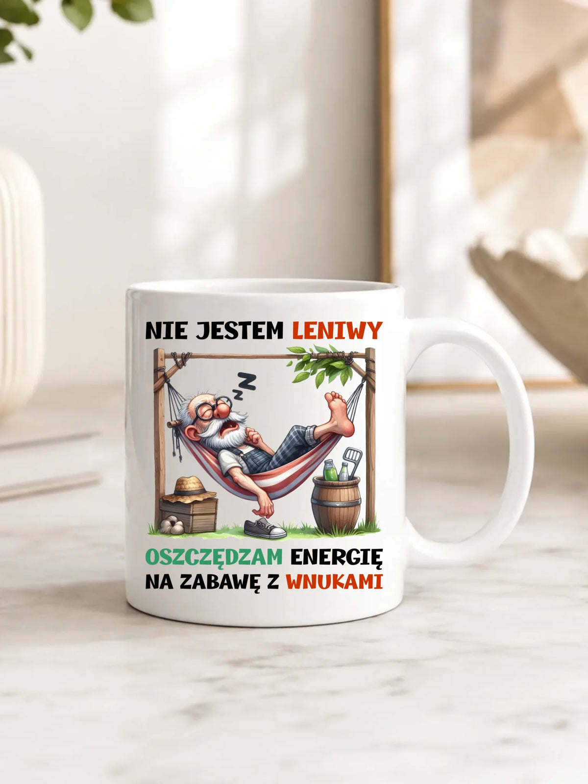 Kubek dla dziadka - Nie jestem leniwy oszczędzam energię D39