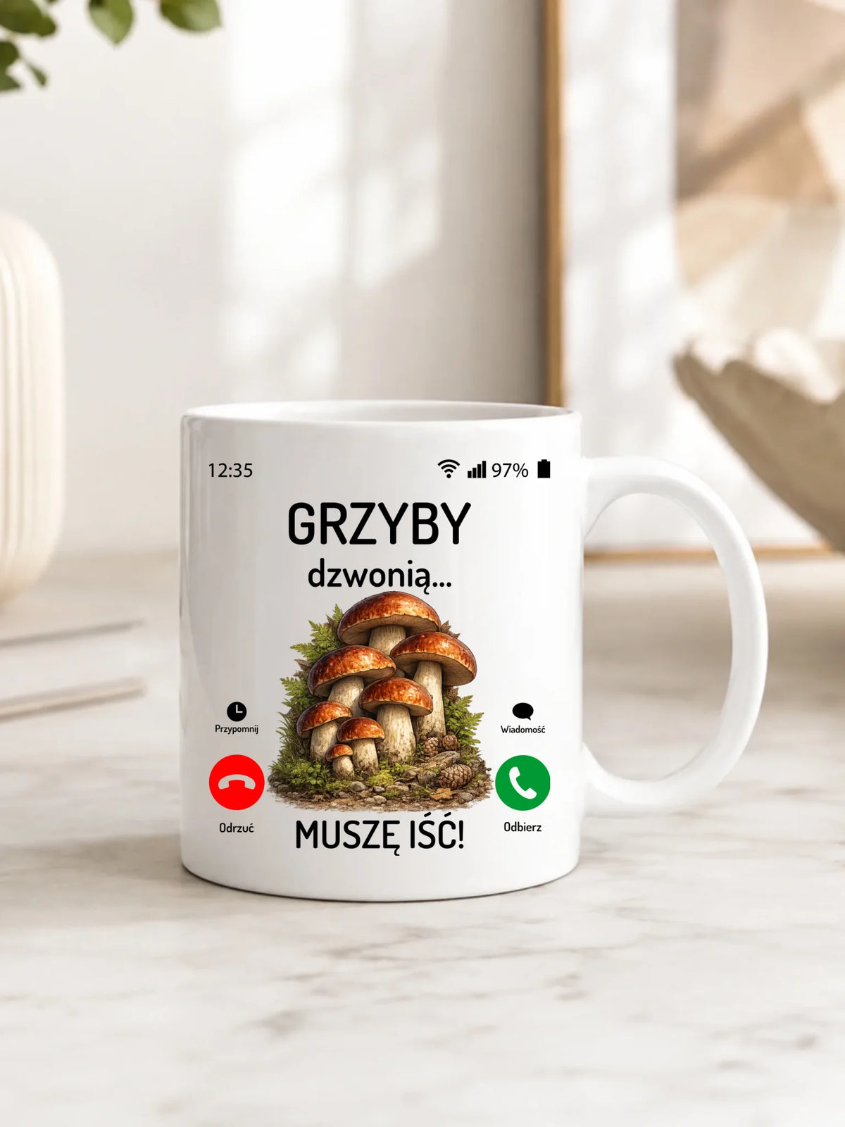 Kubek dla dziadka grzybiarza - Grzyby dzwonią muszę iść D36