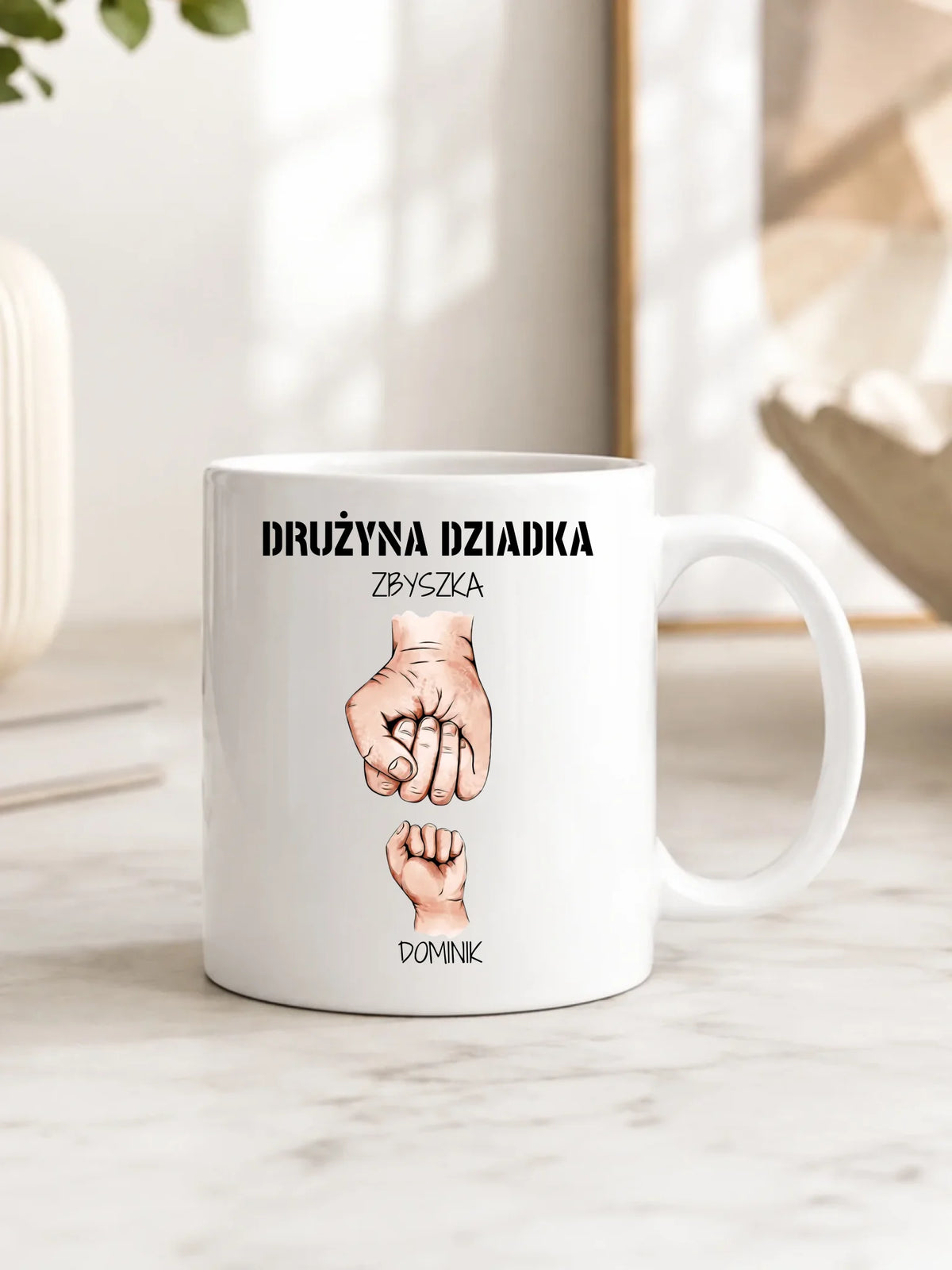 Kubek dla dziadka - Drużyna dziadka 1-6 imion wnuków - personalizowany D07