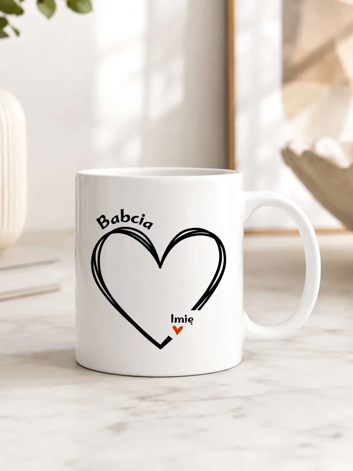 Kubek dla babci - Serce z imionami wnuków 1-7 - personalizowany B26