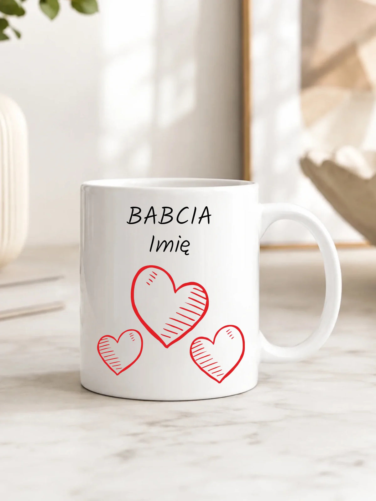 Kubek dla babci - Serca - personalizowany B01