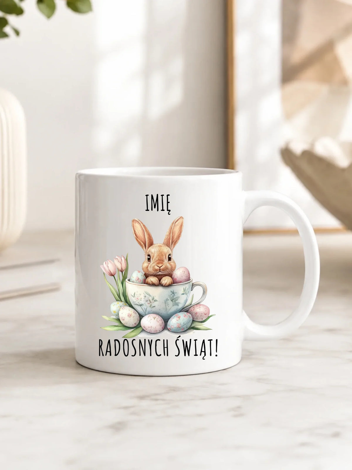 Kubek na Wielkanoc - Zajączek radosnych świąt - personalizowany WN01