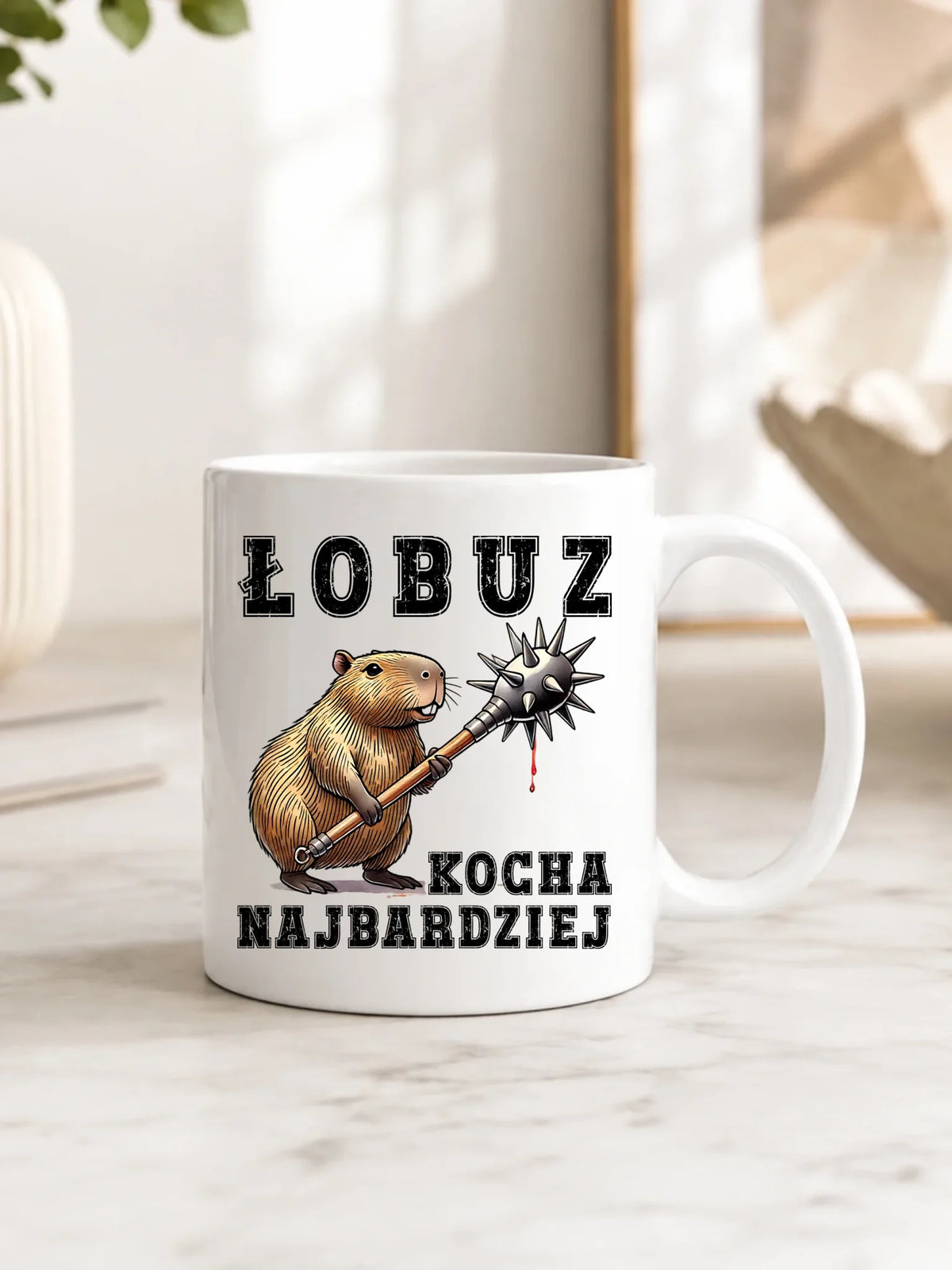 Kubek - prezent dla chłopaka - Łobuz kapibara z maczugą DCH17