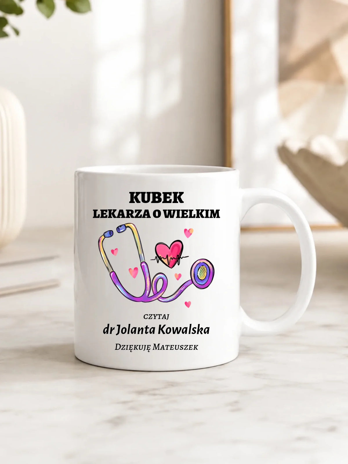 Kubek dla lekarza o wielkim sercu - Podziękowanie - personalizowany ZL03