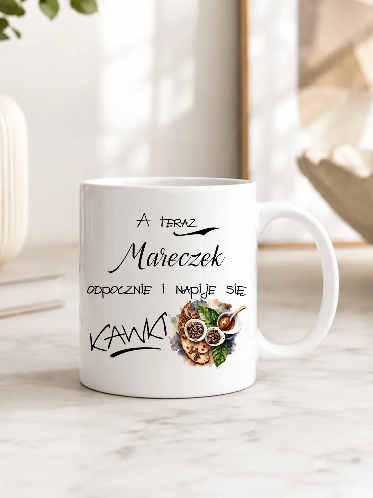 Kubek - Odpocznie i napije się kawki prezent dla kawosza - personalizowany DCH04