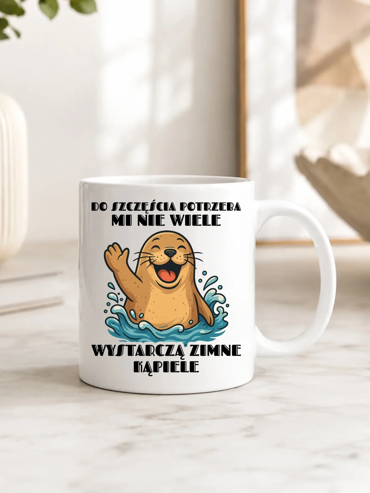 Kubek - prezent dla morsa - Do szczęścia potrzeba mi nie wiele HM06