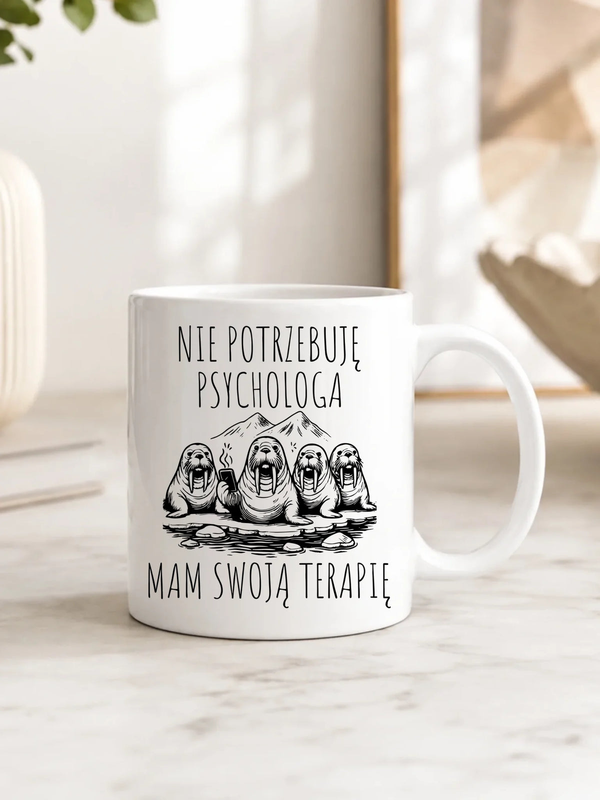Kubek - prezent dla morsa - Nie potrzebuję psychologa HM14