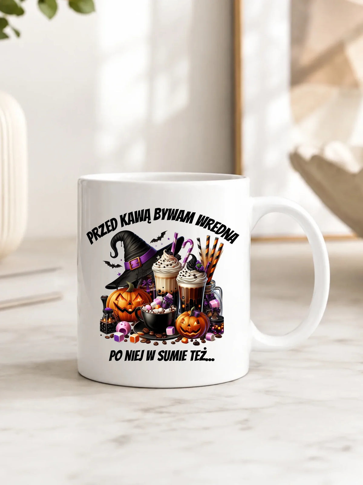 Kubek Halloween – Przed kawą bywam wredna, po niej w sumie też HL30
