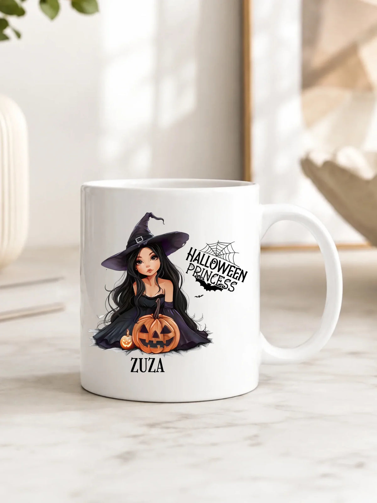 Kubek halloweenowy - Czarownica z dynią - personalizowany HL10