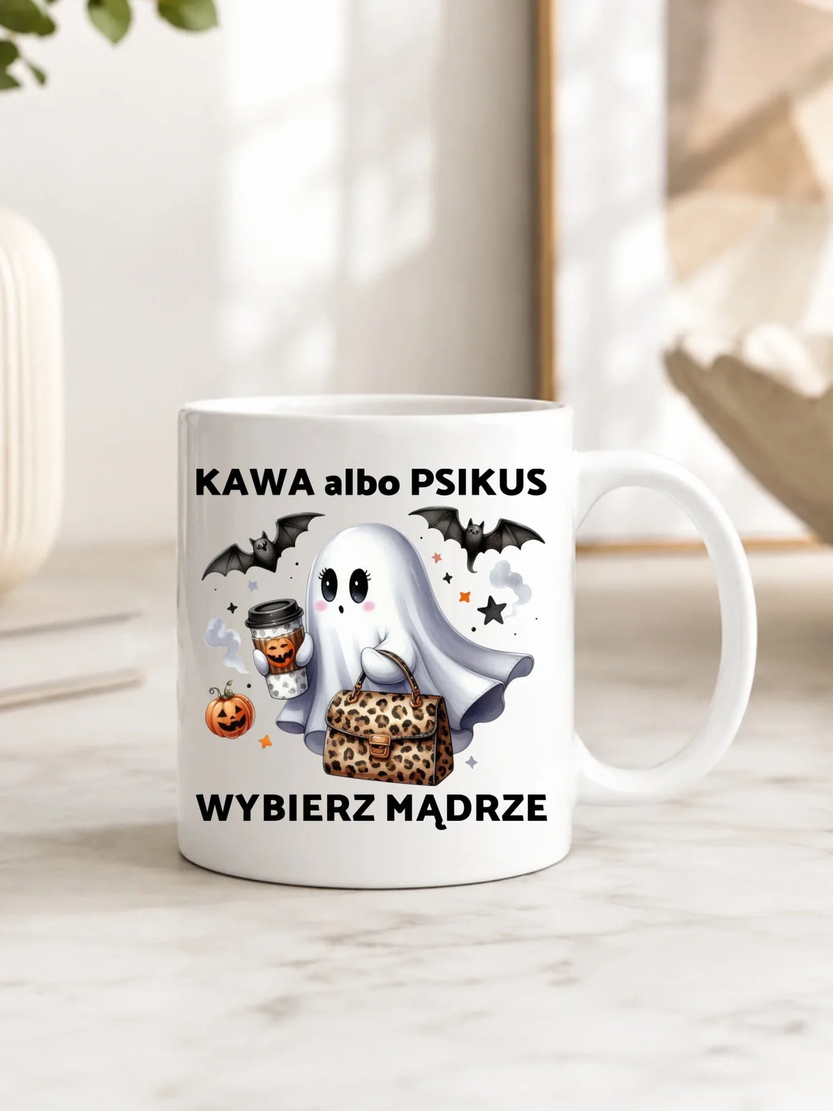 Kubek halloweenowy - Duch - Kawa albo psikus HL07