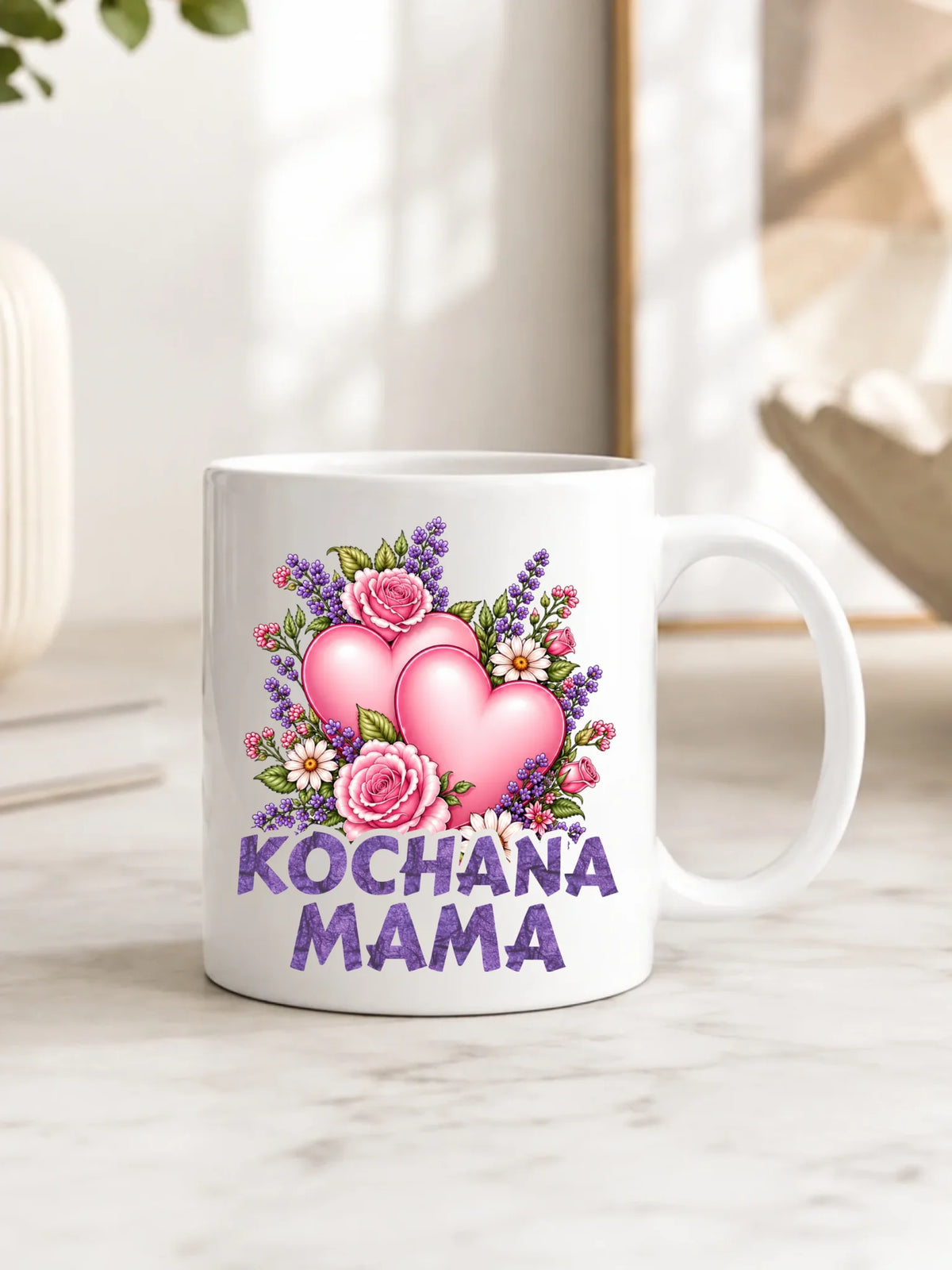 Kubek dla mamy - Kochana Mama bukiet z sercem DM46