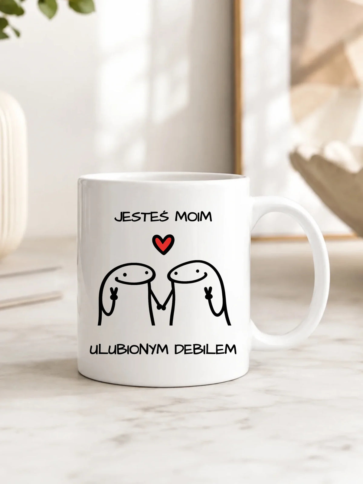 Kubek dla par - Jesteś moim ulubionym debilem W78