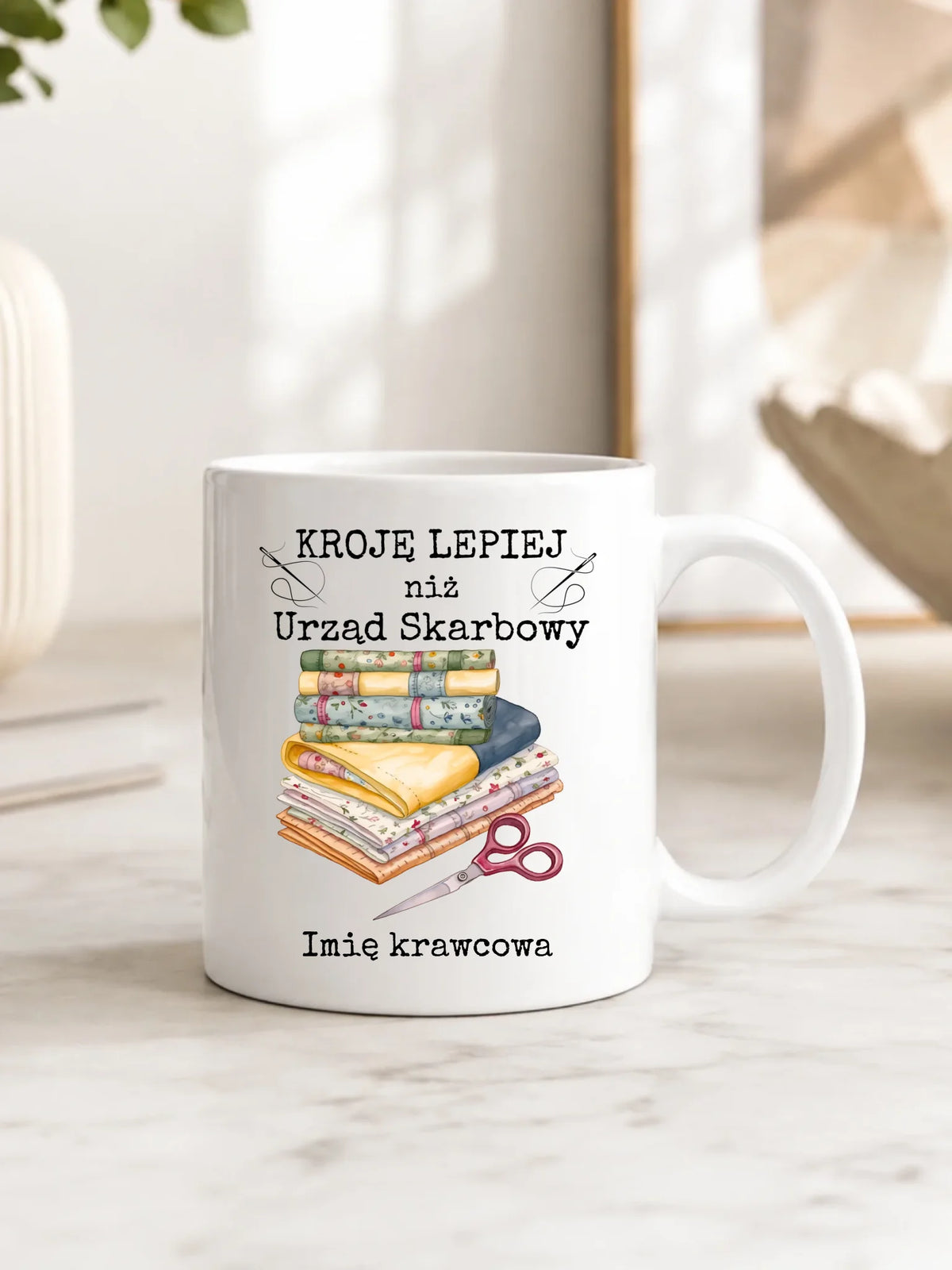 Kubek szyciowy dla krawcowej – Kroję lepiej niż US - personalizowany HS33