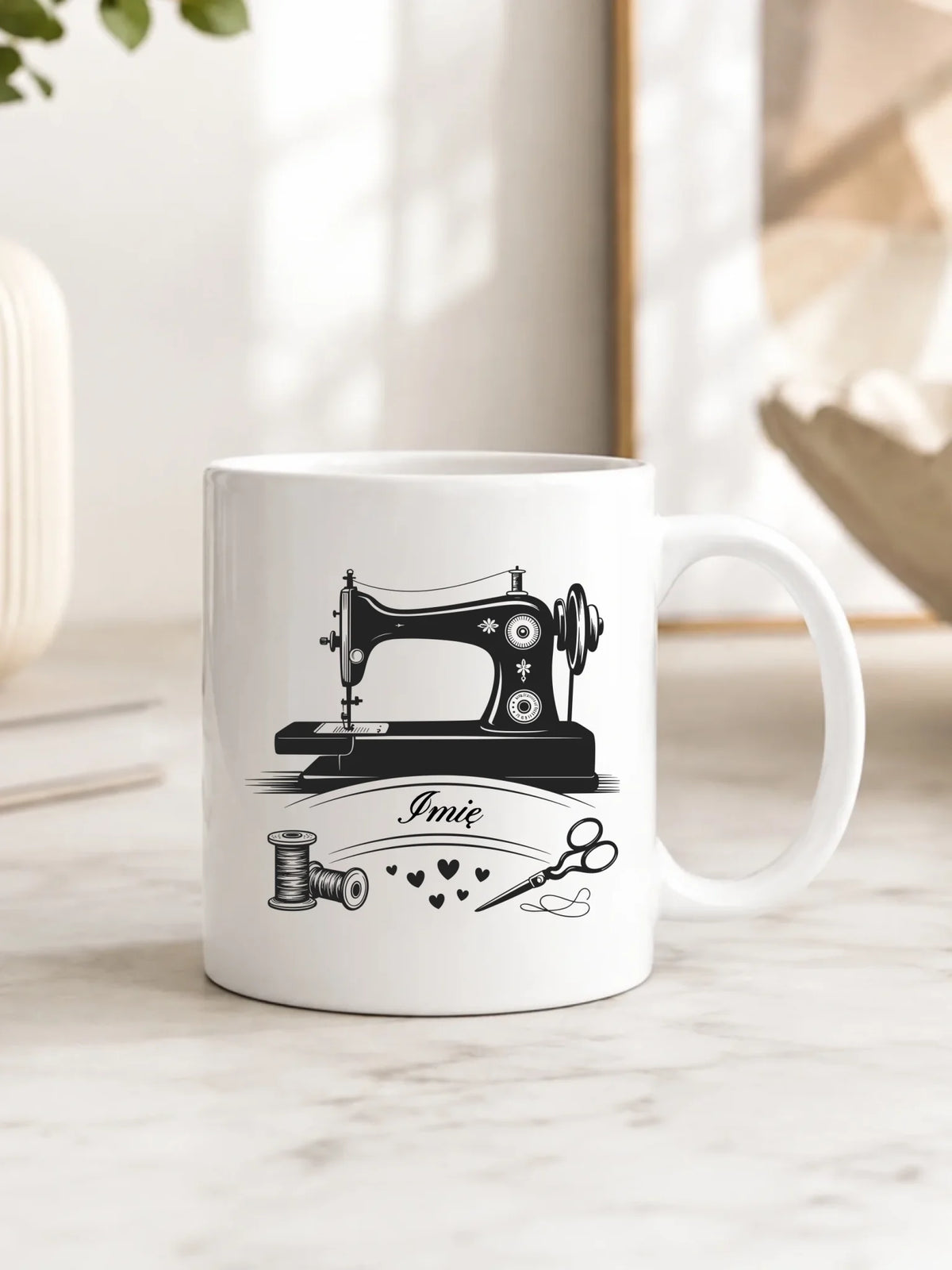 Kubek szyciowy dla krawcowej – Maszyna vintage- personalizowany HS34