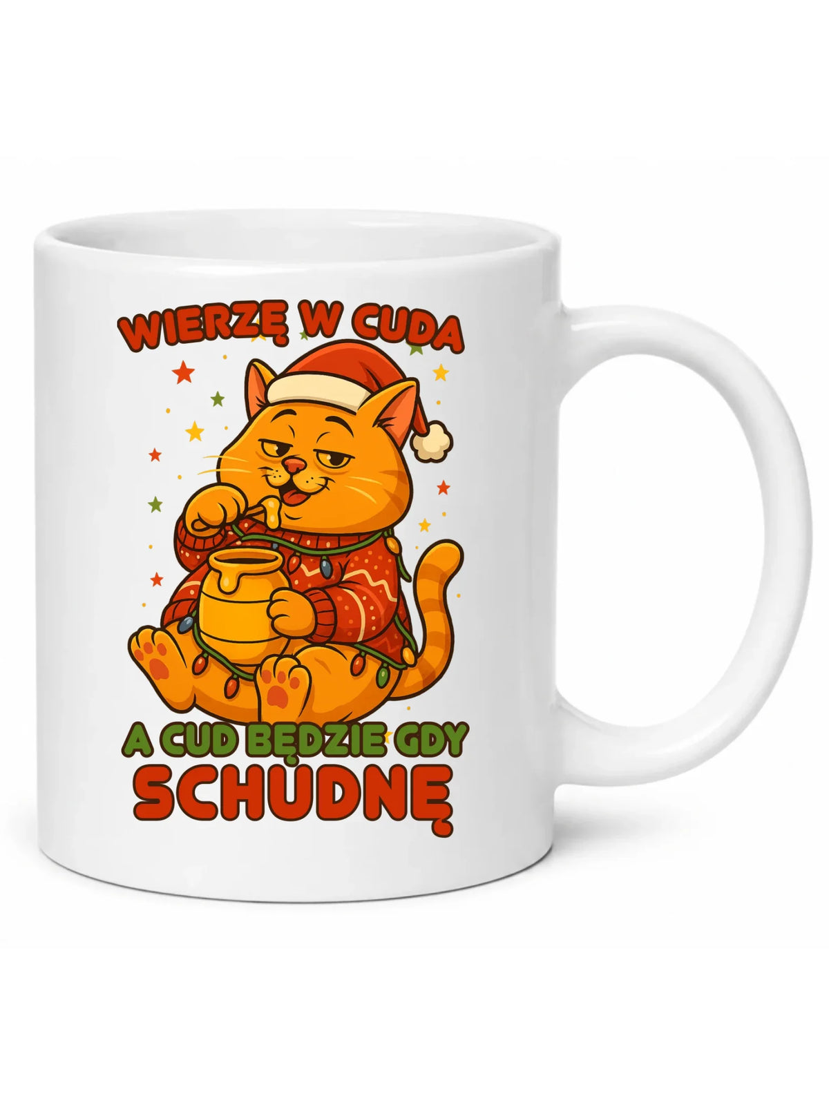 Kubek świąteczny - Wierzę w cuda, a cud będzie gdy schudnę BN88