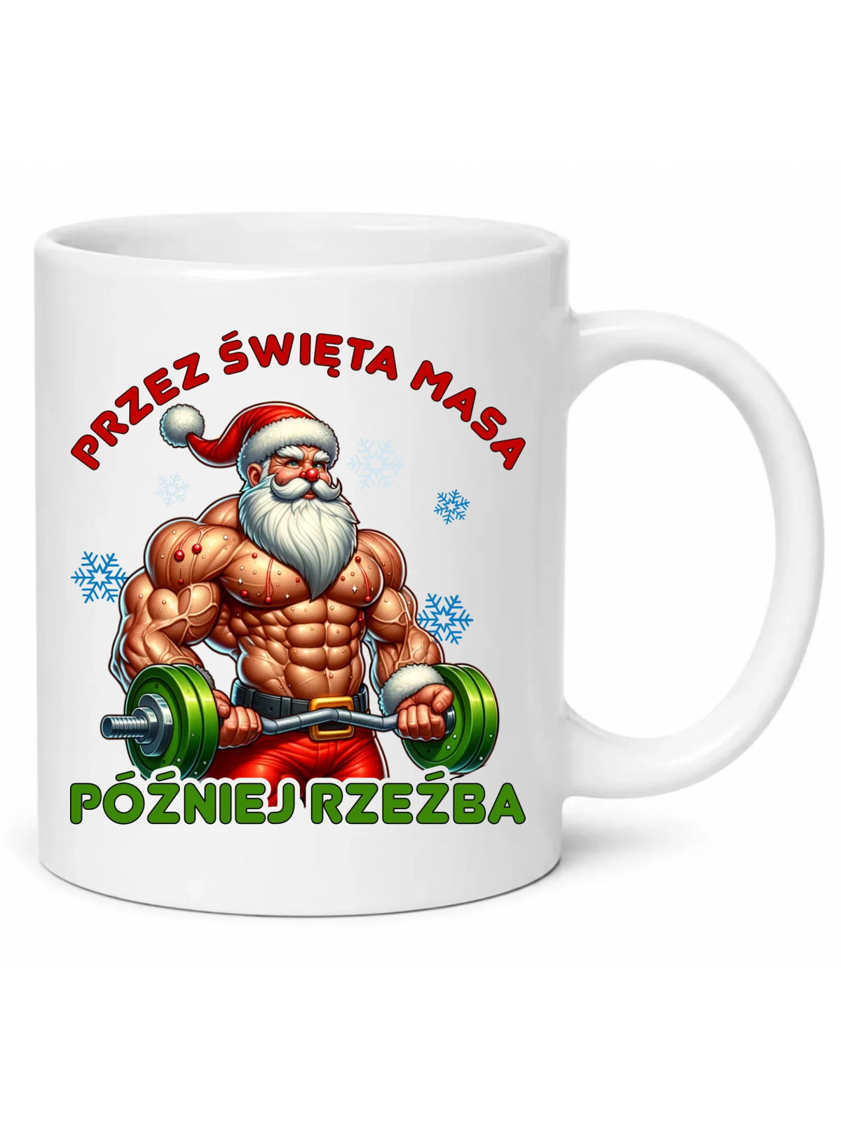 Kubek świąteczny - Mikołaj na siłowni - Przez święta masa, później rzeźba BN139