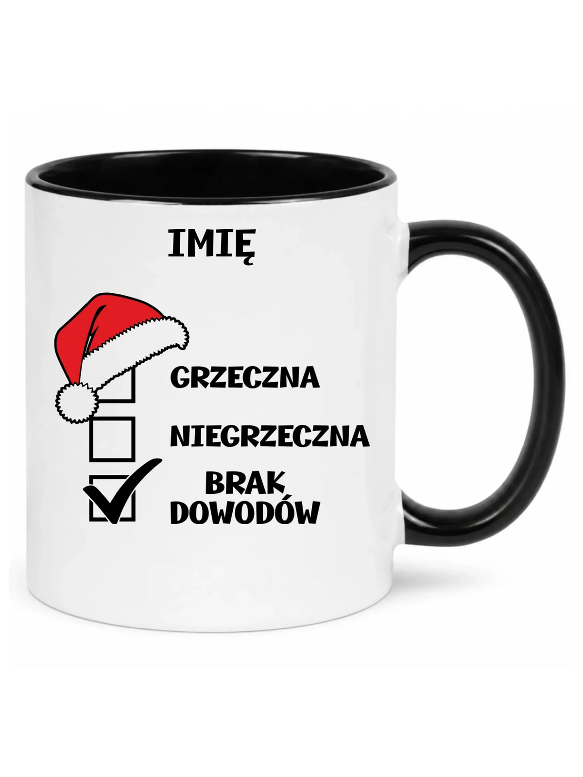 Kubek świąteczny - Grzeczna niegrzeczna brak dowodów - personalizowany BN147
