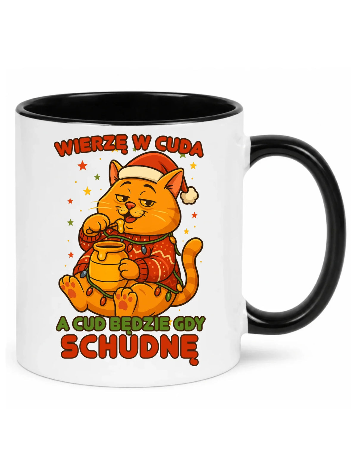 Kubek świąteczny - Wierzę w cuda, a cud będzie gdy schudnę BN88