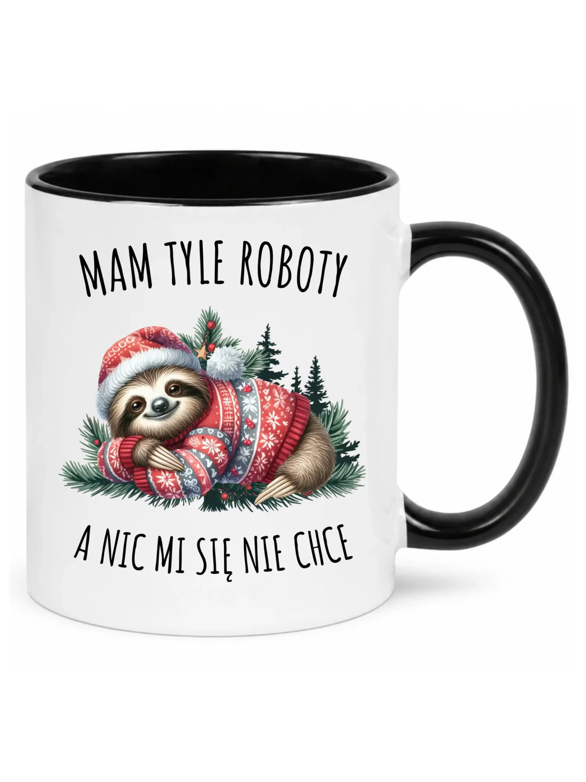 Kubek świąteczny - Leniwiec Mam tyle roboty, a nic mi się nie chce BN18