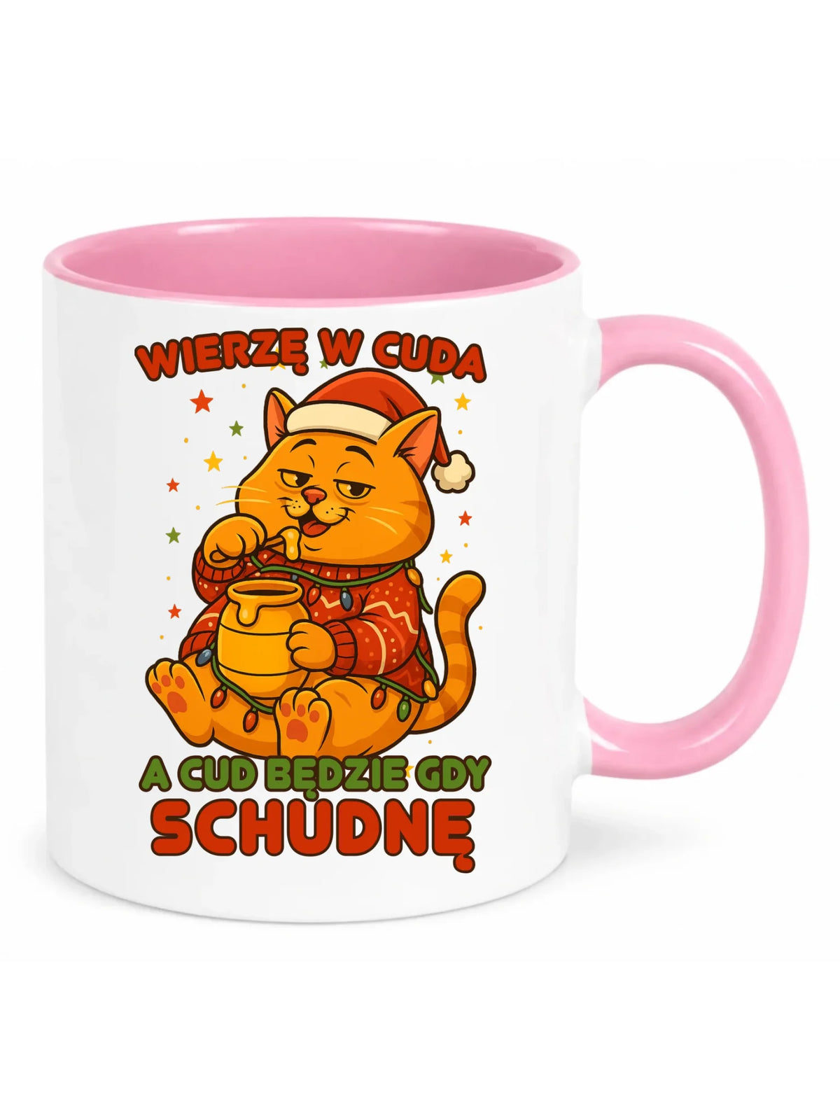 Kubek świąteczny - Wierzę w cuda, a cud będzie gdy schudnę BN88