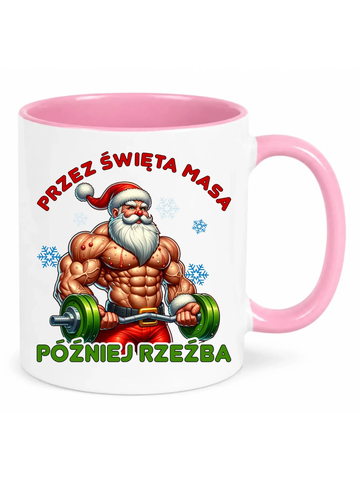 Kubek świąteczny - Mikołaj na siłowni - Przez święta masa, później rzeźba BN139
