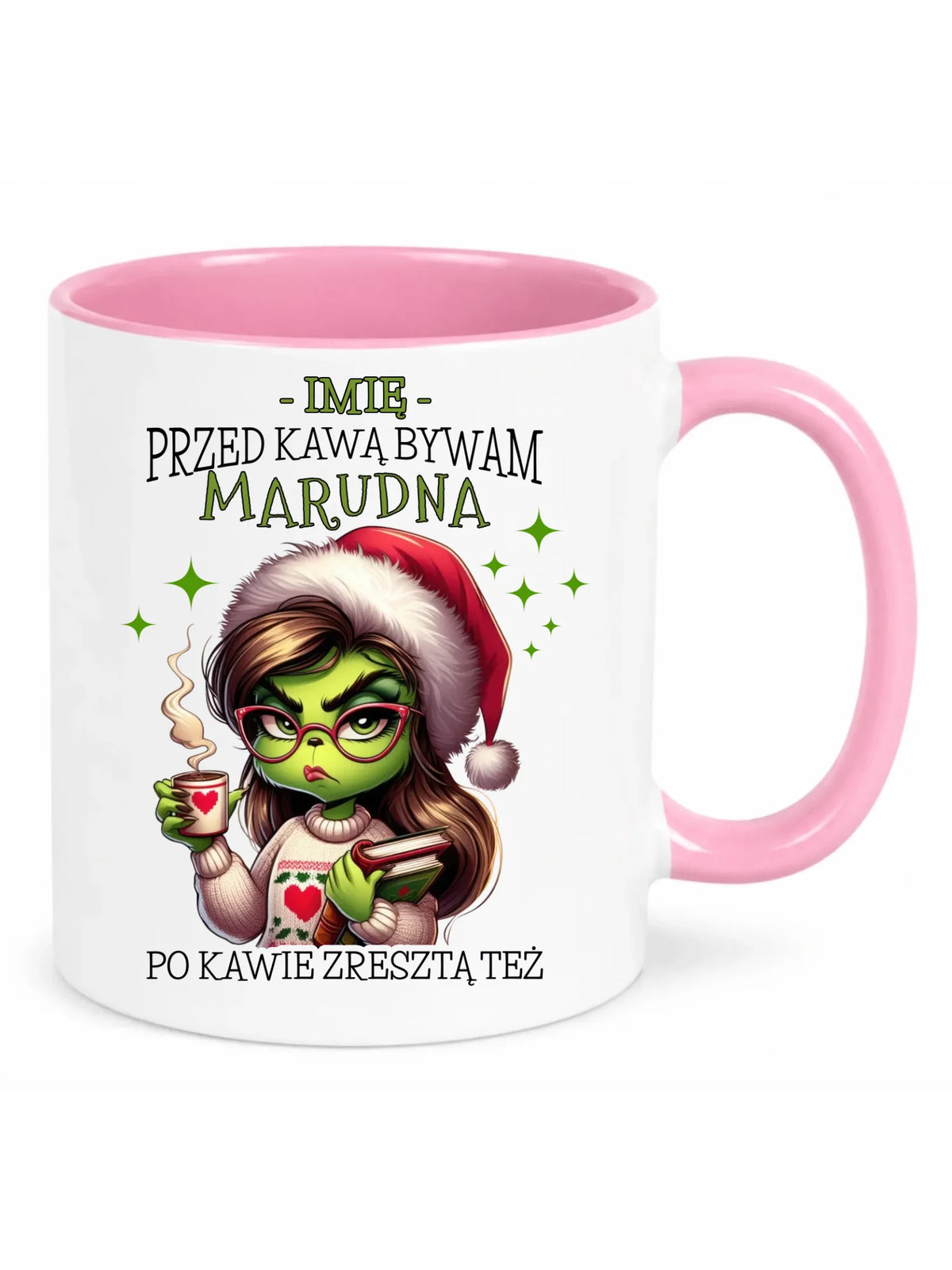 Kubek świąteczny - Grinch - Przed kawą bywam marudna - personalizowany BN116