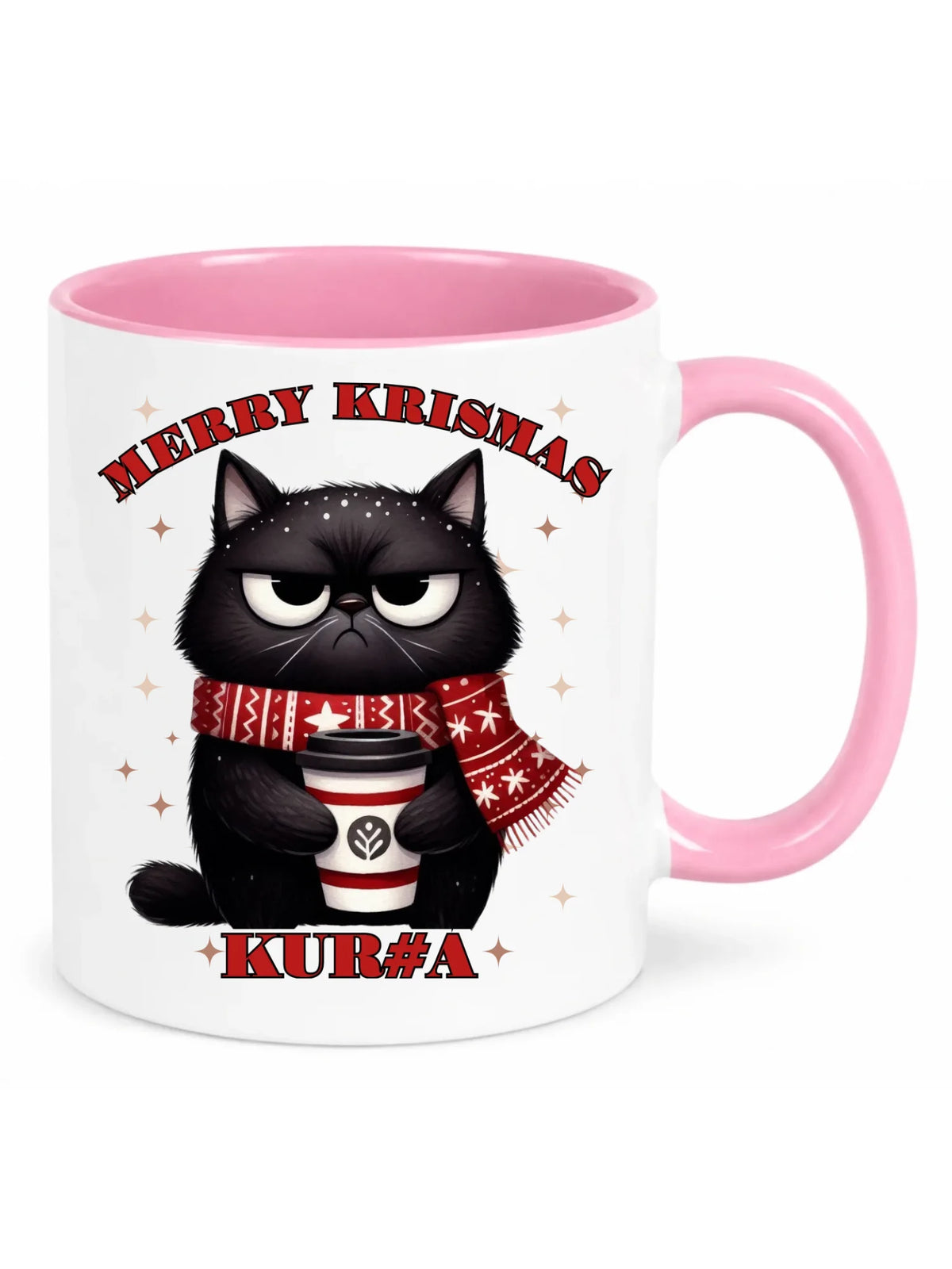 Kubek świąteczny - Zburczany kot Merry Krismas kur#a - bez cenzury BN34