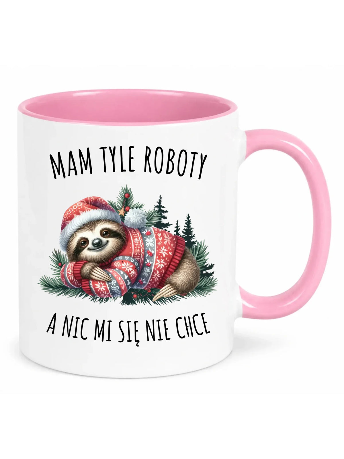 Kubek świąteczny - Leniwiec Mam tyle roboty, a nic mi się nie chce BN18