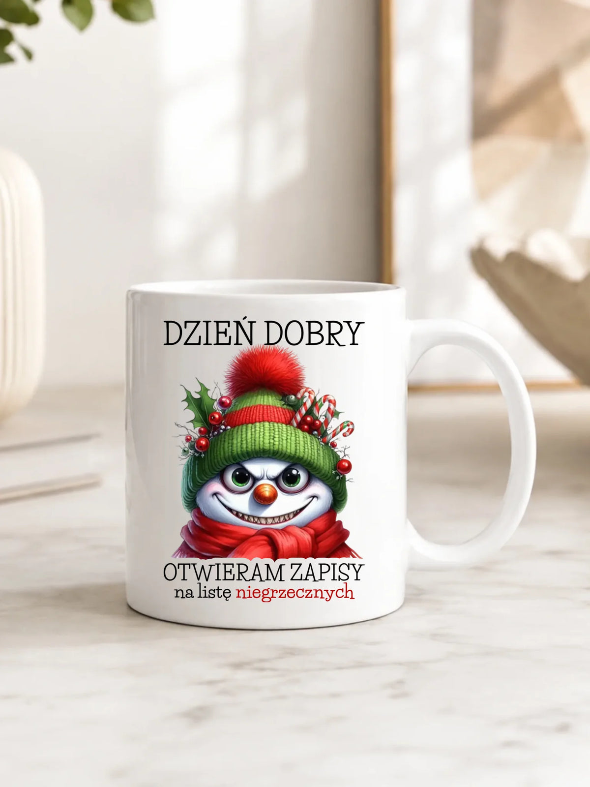 Kubek świąteczny - Niegrzeczny bałwan - Dzień dobry otwieram zapisy na listę BN121