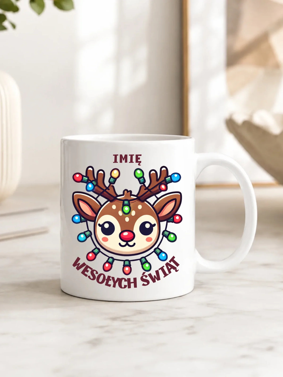 Kubek świąteczny - Renifer Wesołych Świąt - personalizowany BN72