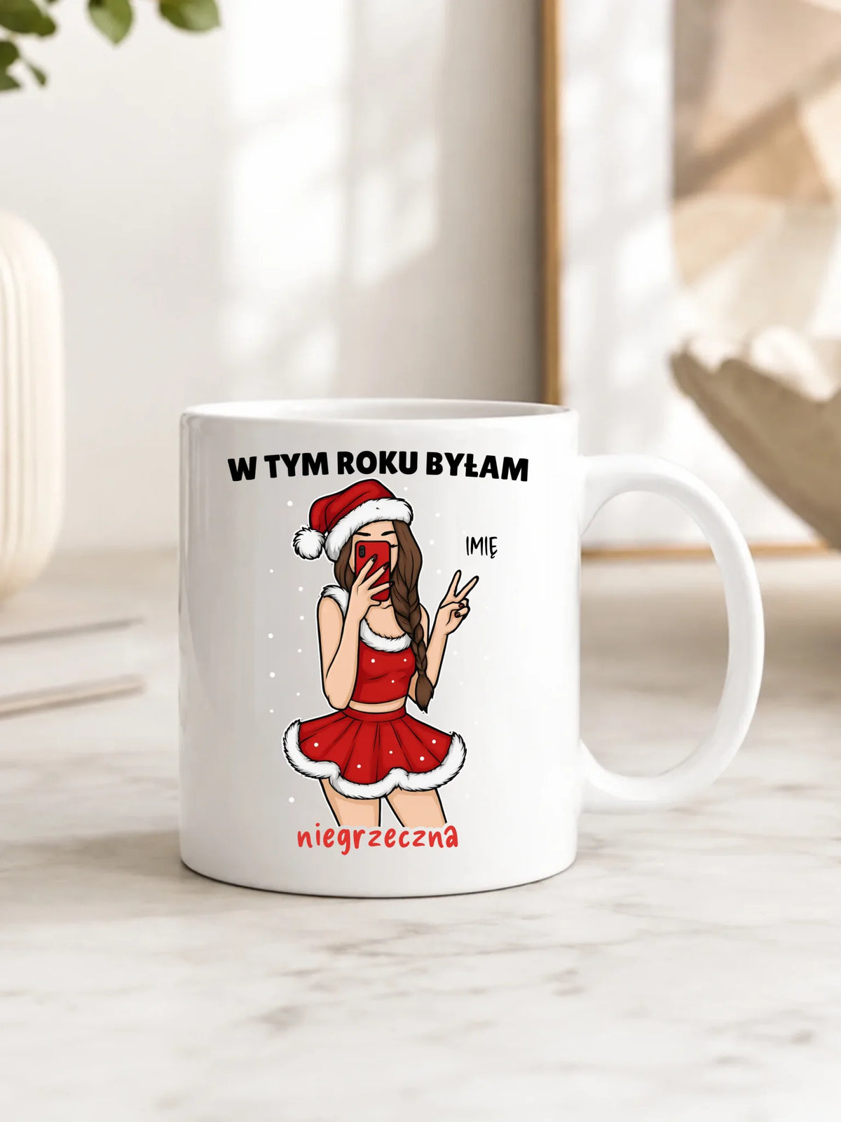 Kubek świąteczny - W tym toku byłam niegrzeczna - personalizowany BN21