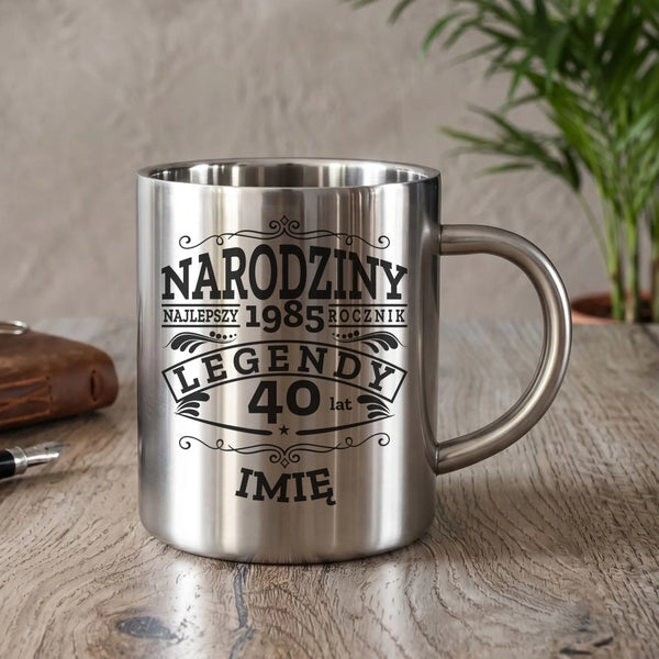 Kubek turystyczny na urodziny - Narodziny Legendy - personalizowany