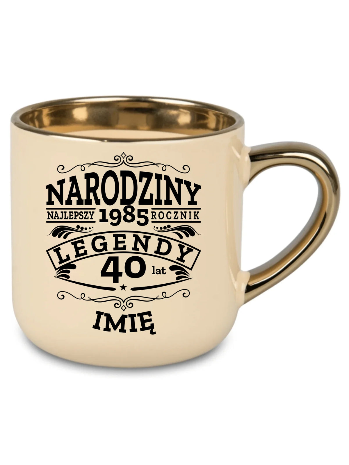Kubek ze złotym rantem na urodziny - Narodziny Legendy - personalizowany