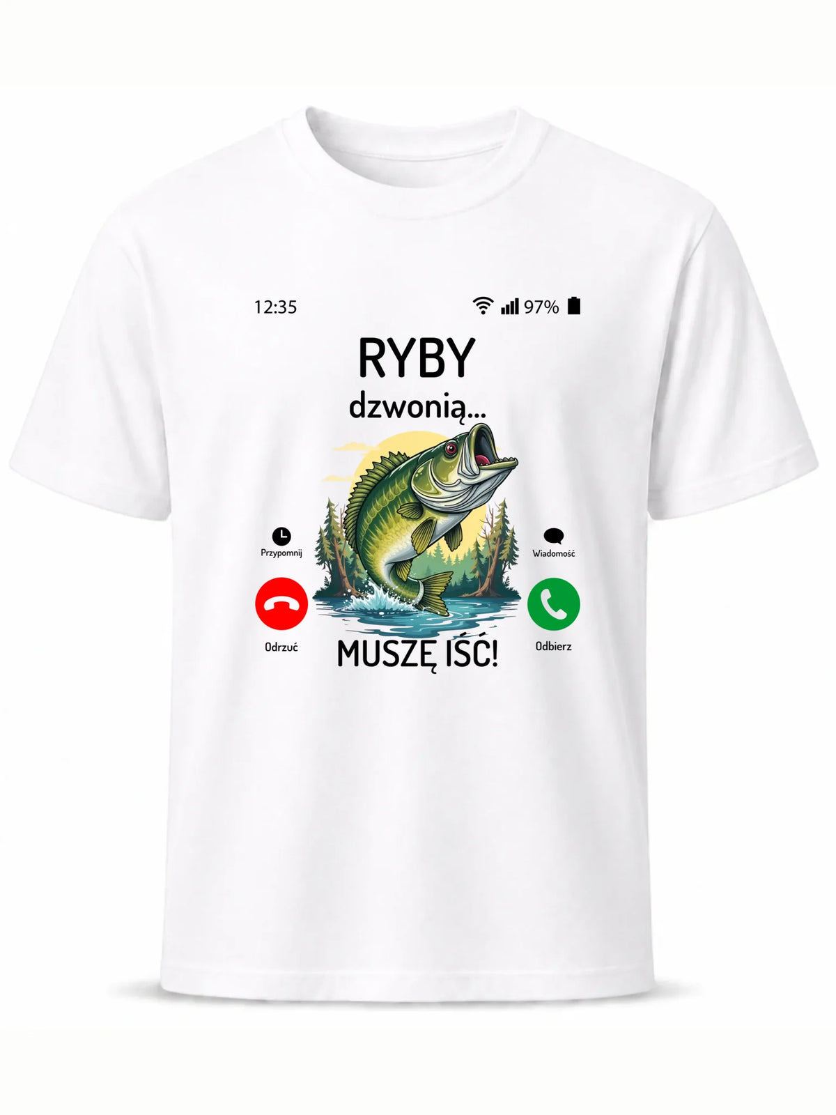 Koszulka dla dziadka wędkarza - Ryby dzwonią muszę iść D37