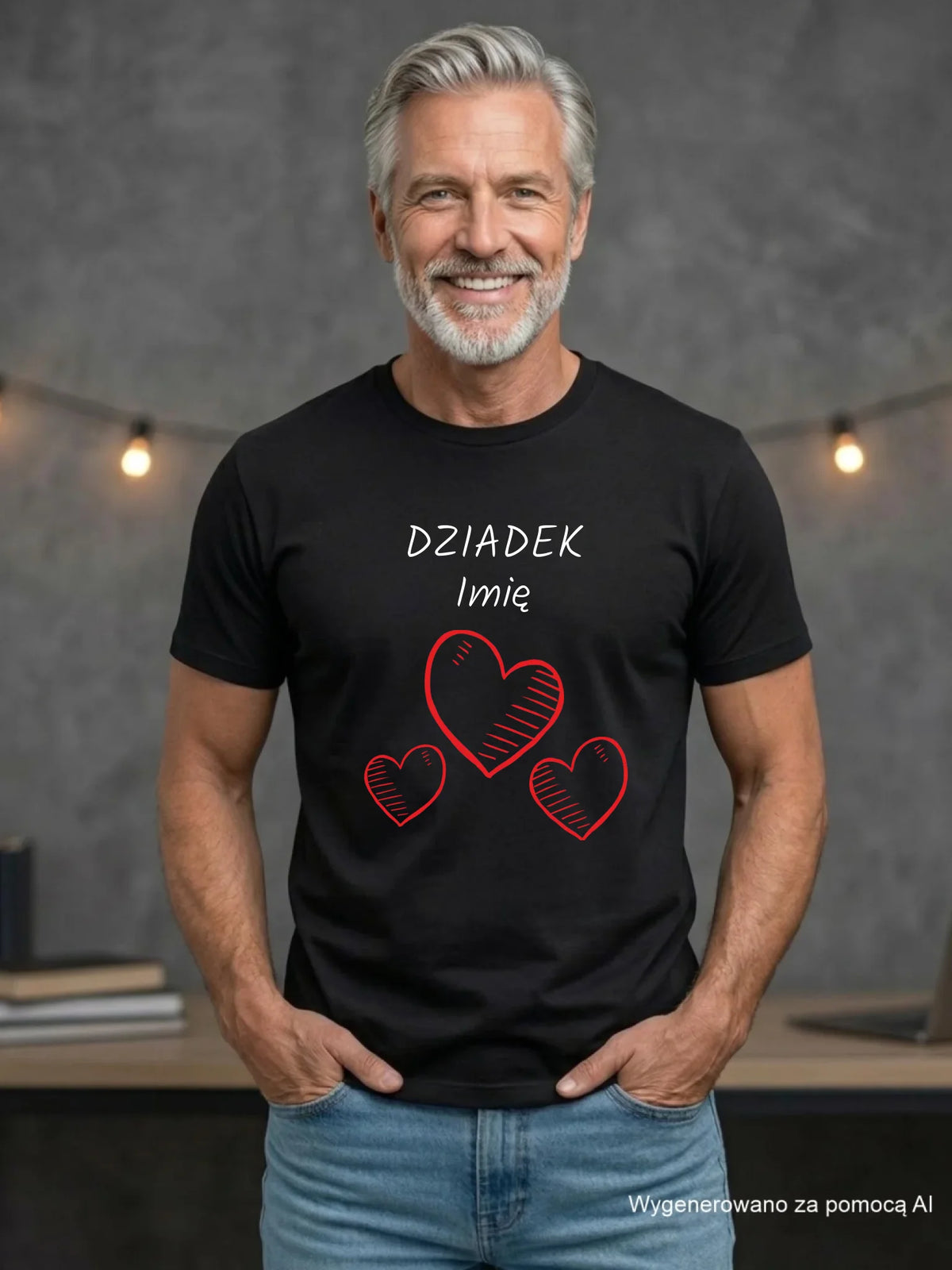 Koszulka dla dziadka - Serca - personalizowana D01
