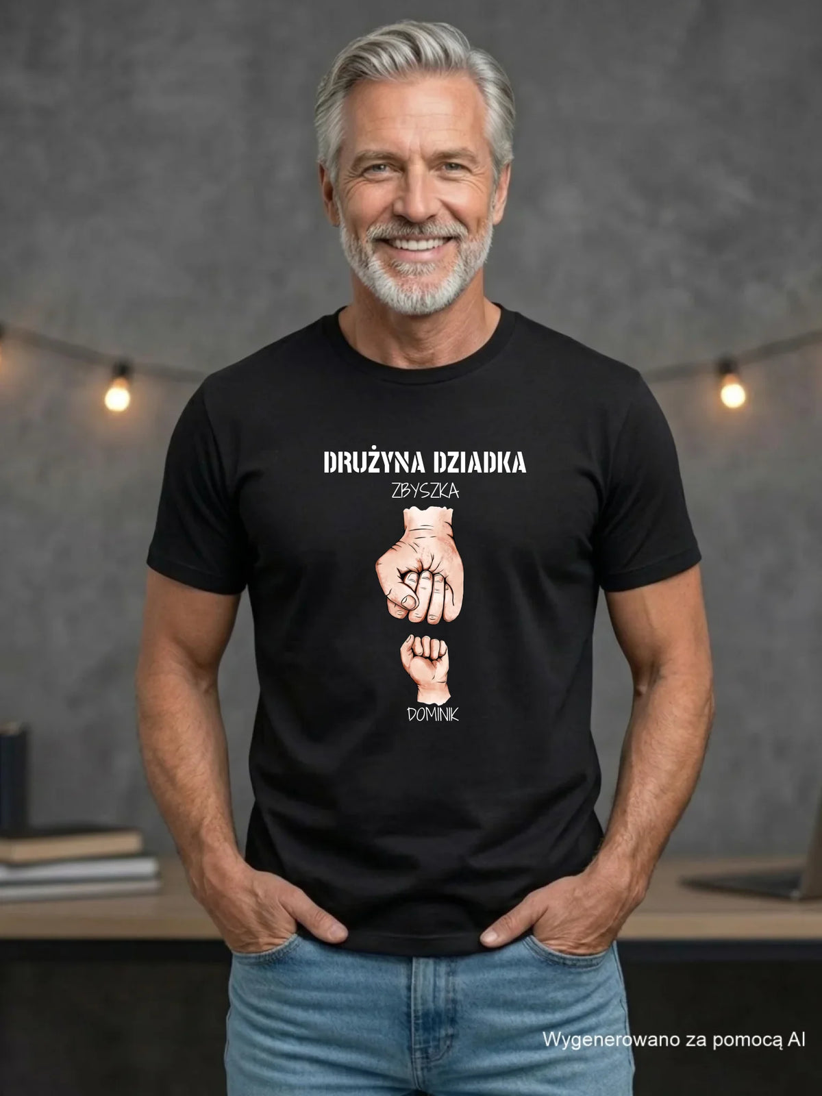Koszulka dla dziadka - Drużyna dziadka 1-6 imion wnuków - personalizowana D07