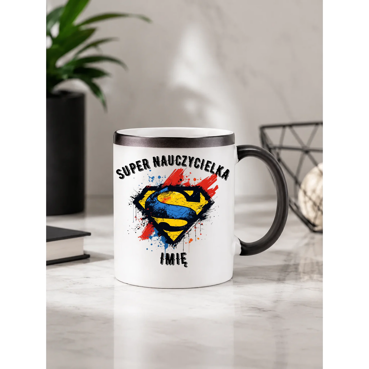 Super nauczycielka | Kubek magiczny z imieniem na prezent dla nauczycielki N27