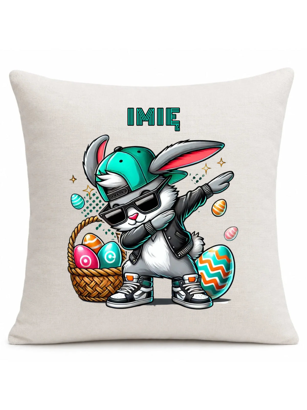 Poduszka na Wielkanoc - Zajączek Dab dance - personalizowana WN09