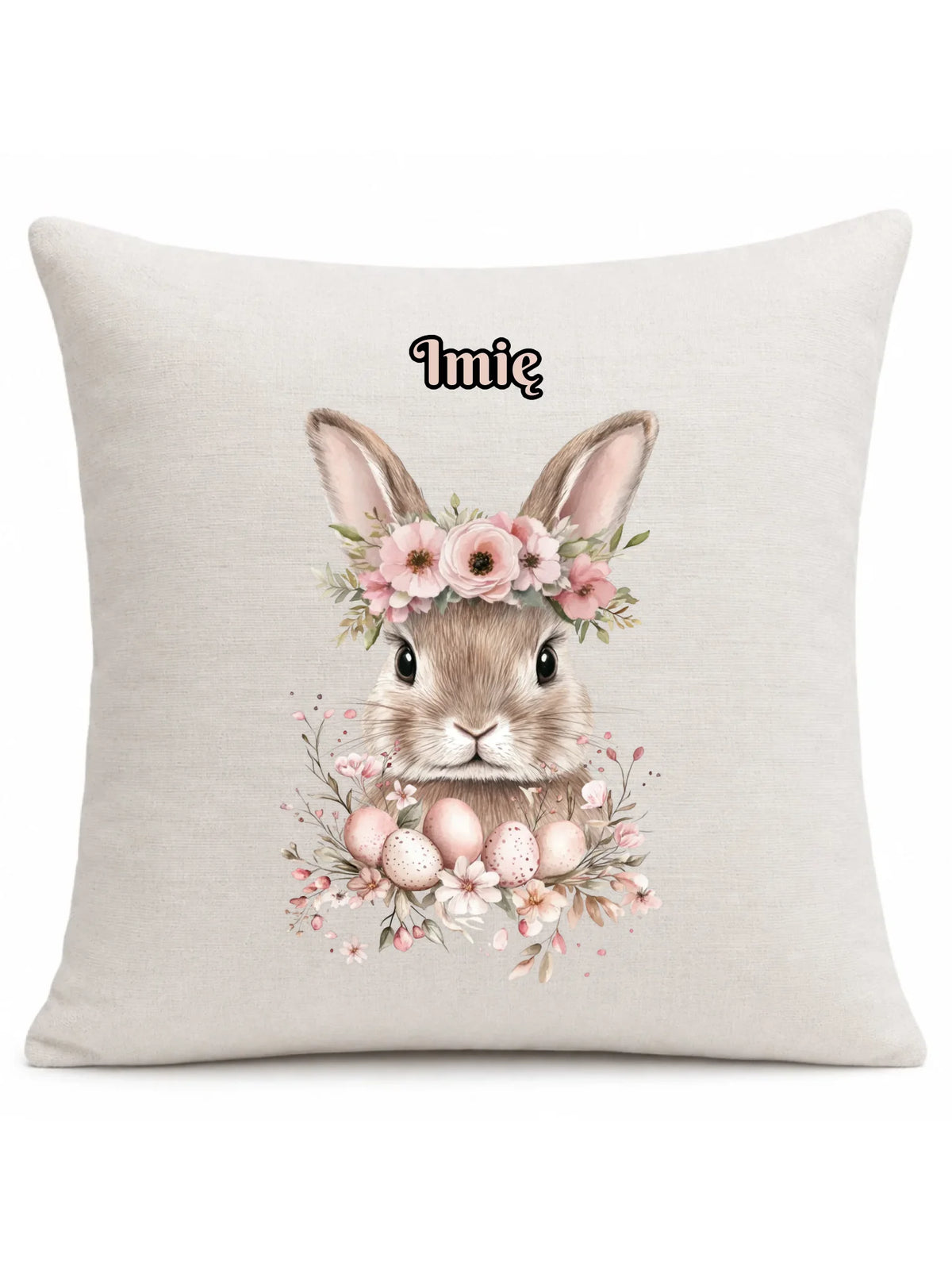 Poduszka dekoracyjna na Wielkanoc - Zajączek Boho - personalizowana WN05